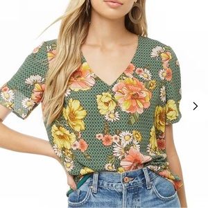Forever 21 floral chiffon blouse